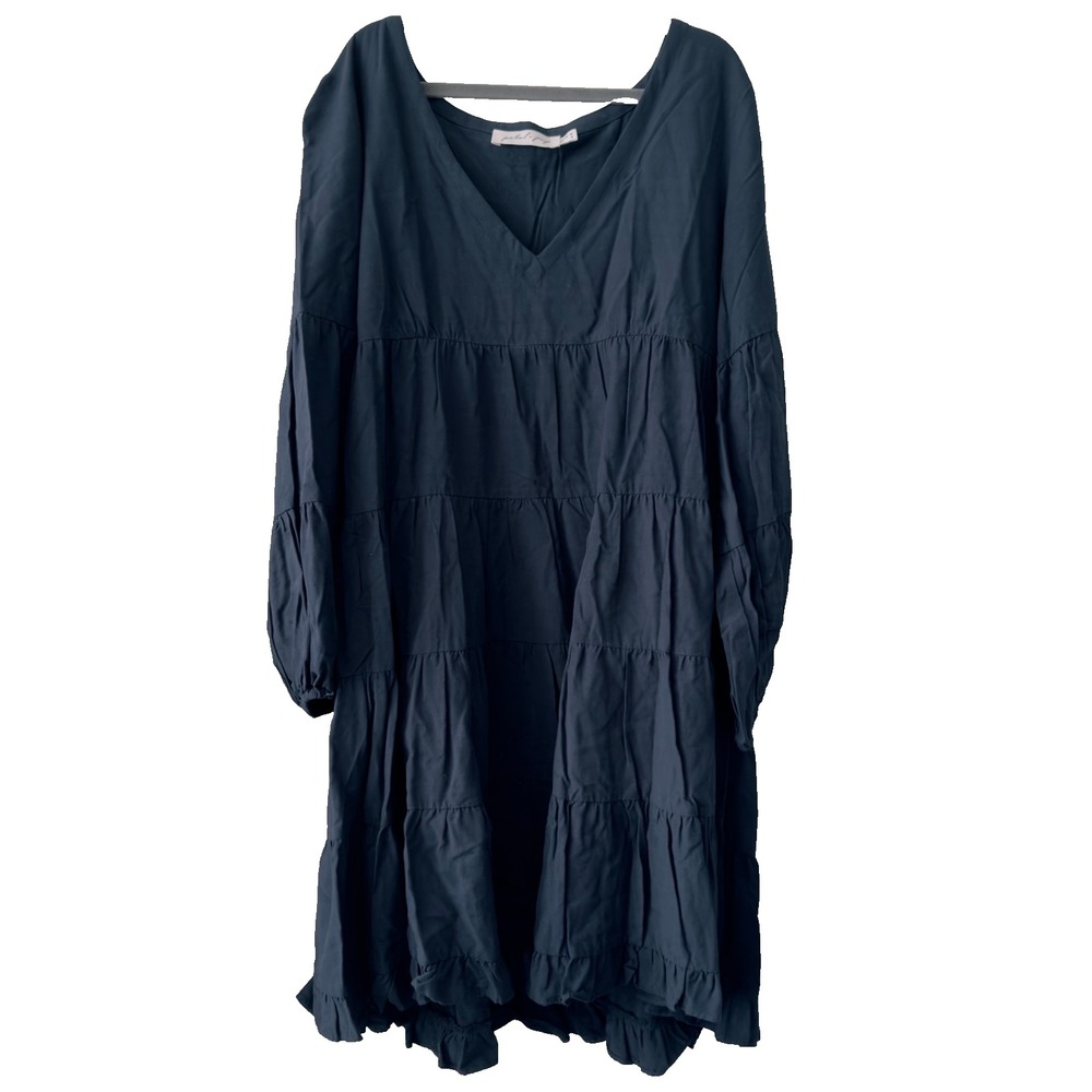 Petal + Pup Size 6 Navy Tiered Babydoll Mini Dress Boho Cottagecore Women's